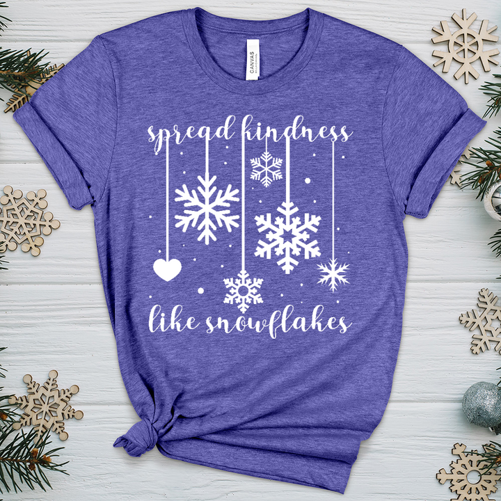 Spread Kindness Dangling Snowflakes Heathered Tee