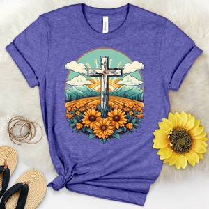 Sunflower Cross Scene Heathered Tee