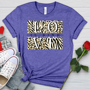 Love Is Kind Leopard Squares Heathered Tee