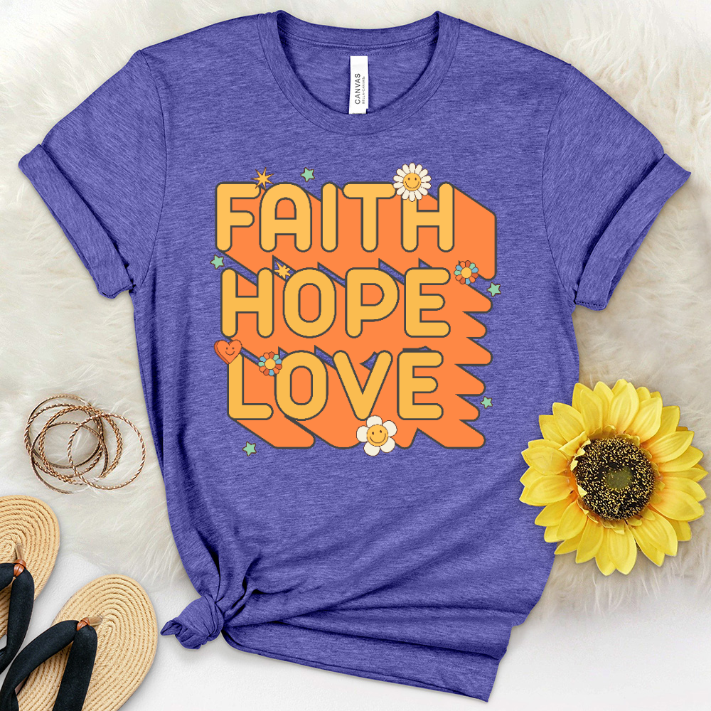 Retro Faith Hope Love Heathered Tee