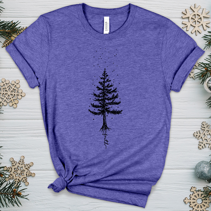 Rooted In Faith Pine Tree Heathered Tee