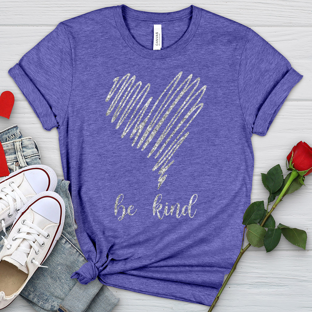 Be Kind Silver Heart Heathered Tee