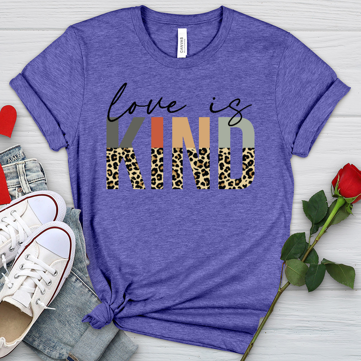 Love Is Kind Leopard Letters Heathered Tee