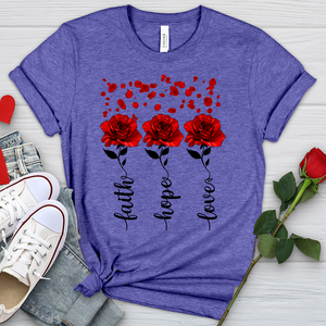 Faith Hope Love Roses Heathered Tee