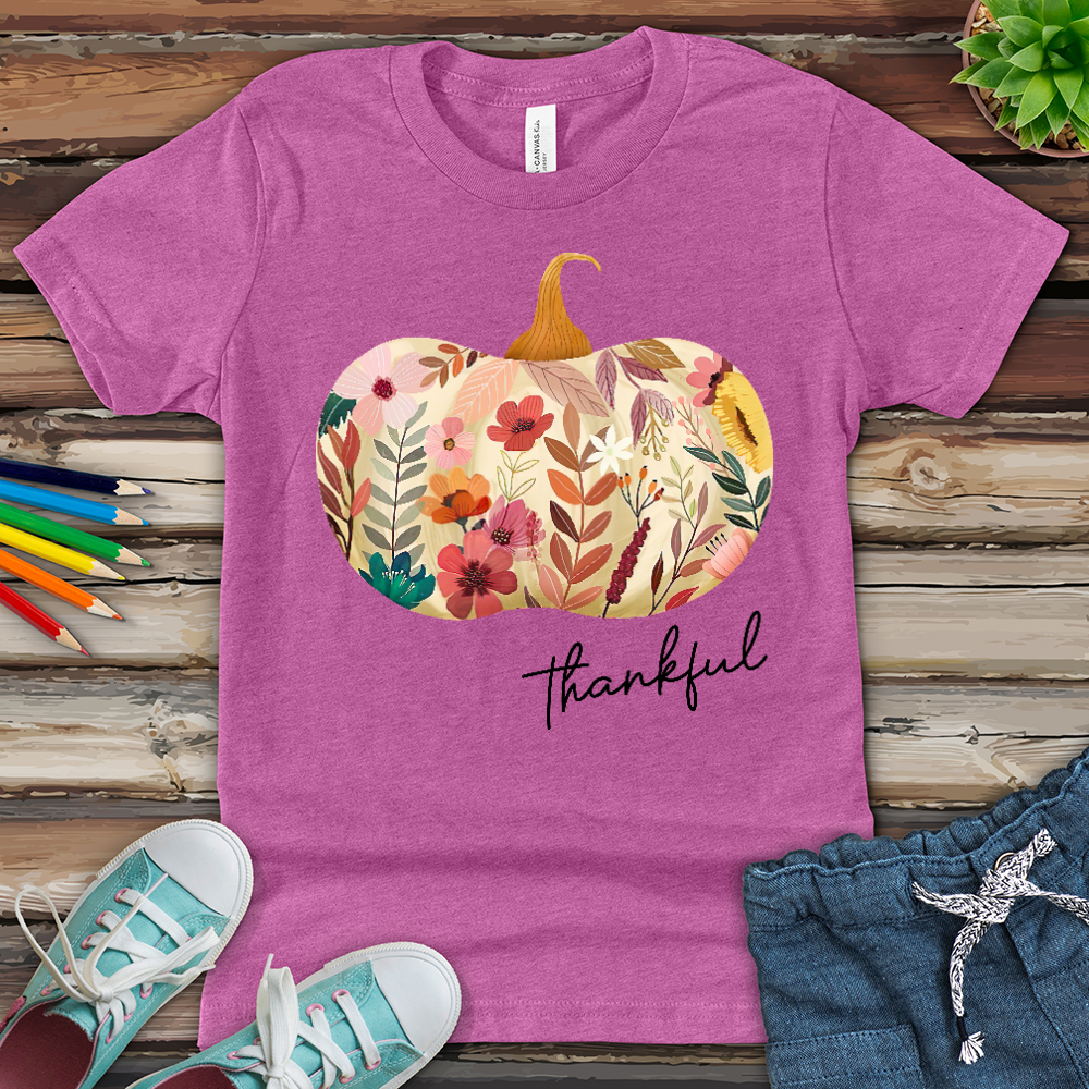 Thankful Garden Pumpkin Youth Heathered Tee