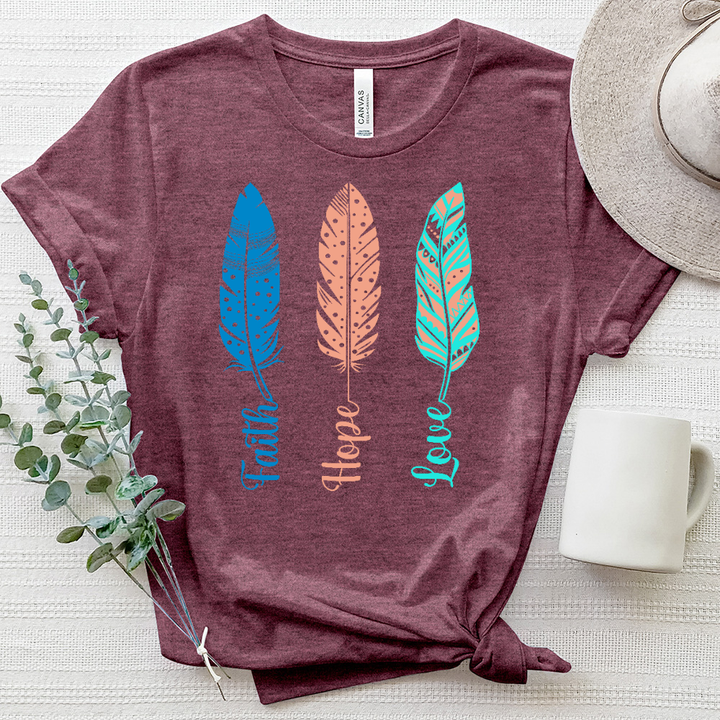 Faith Hope Love Feather Heathered Tee