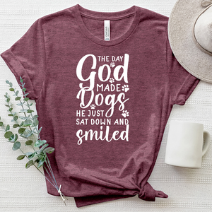 The Day God Made Dogs Paw Print Heathered Tee