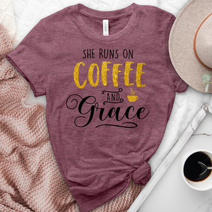 Gold Coffee and Grace Heathered Tee