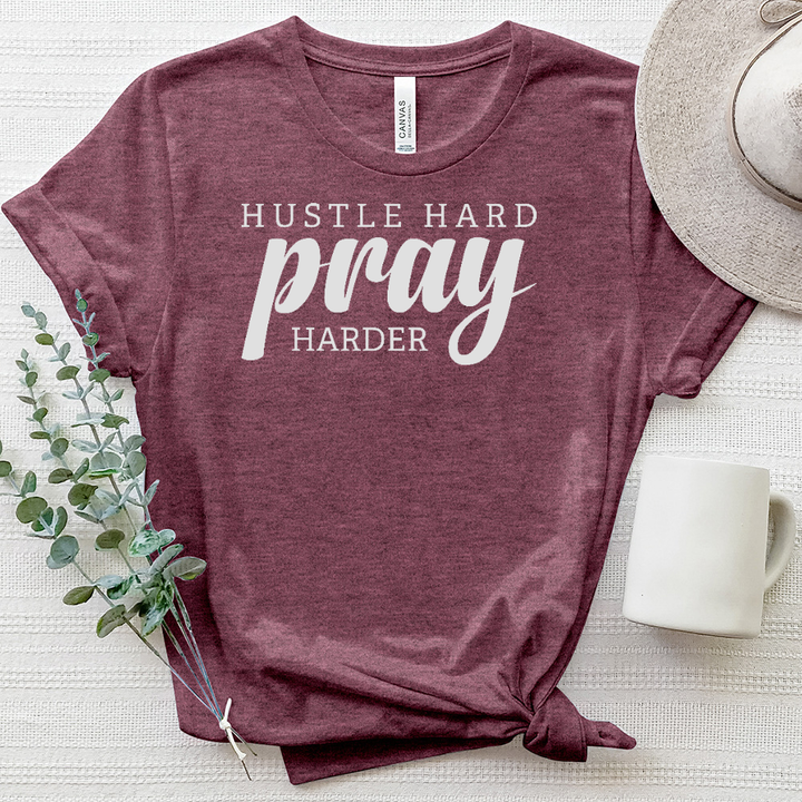 Hustle Hard Pray Harder Heathered Tee