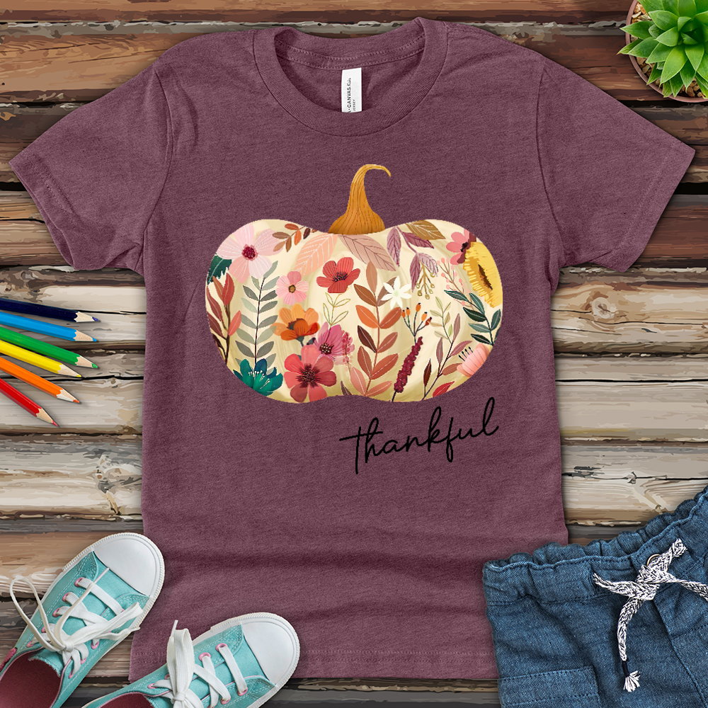 Thankful Garden Pumpkin Youth Heathered Tee