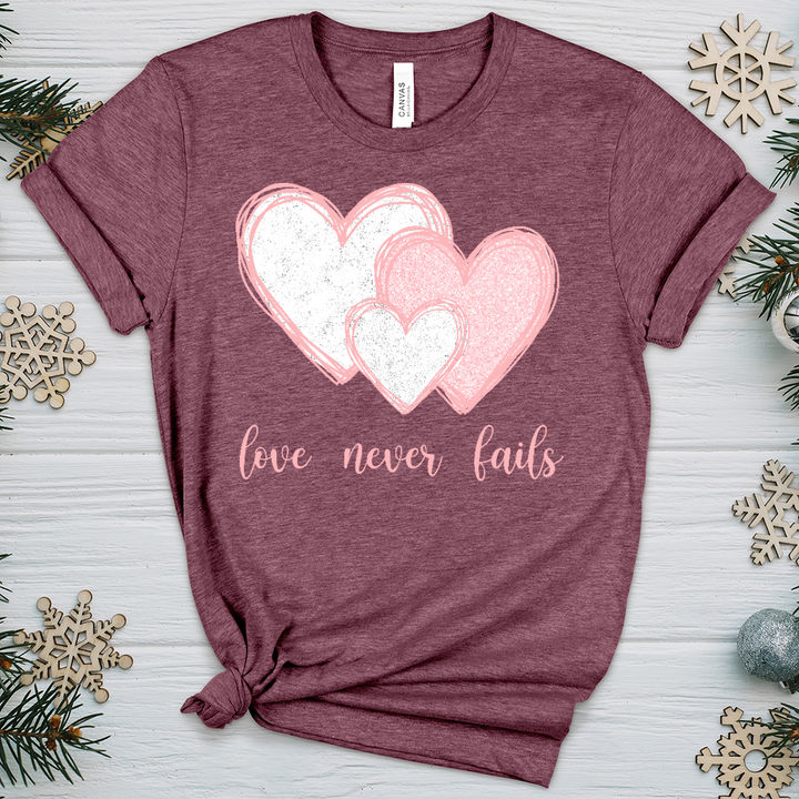 Love Never Fails Heathered Tee