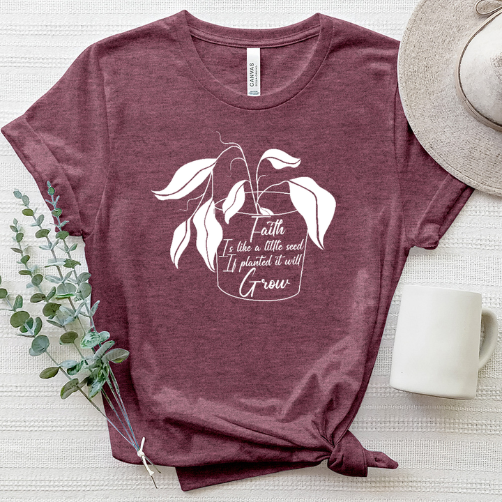 Faith Is Like A Little Seed Plant Heathered Tee