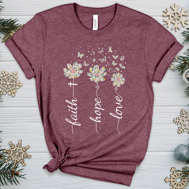 Faith Hope Love Floral V6 Heathered Tee