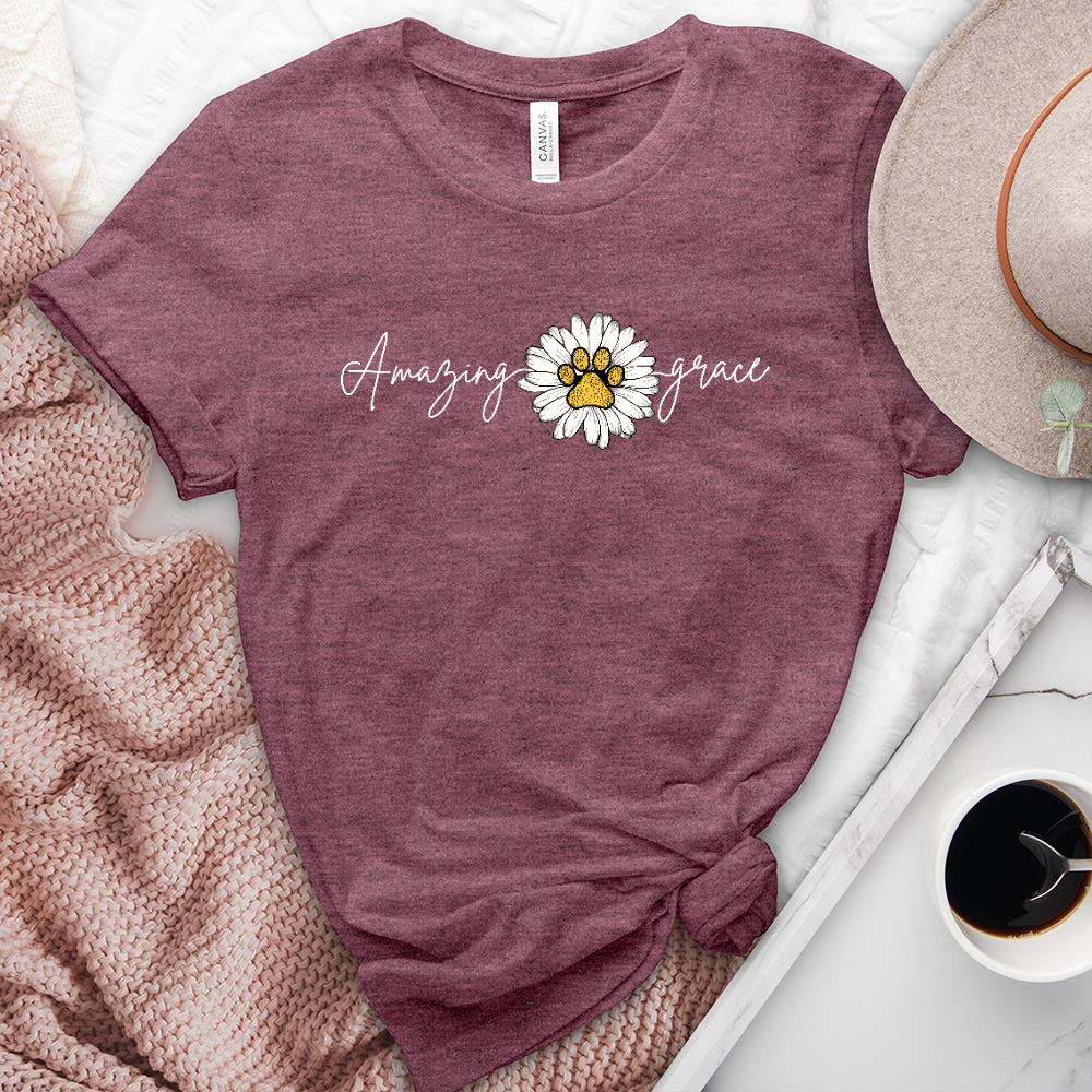 Amazing grace paw print heathered tee