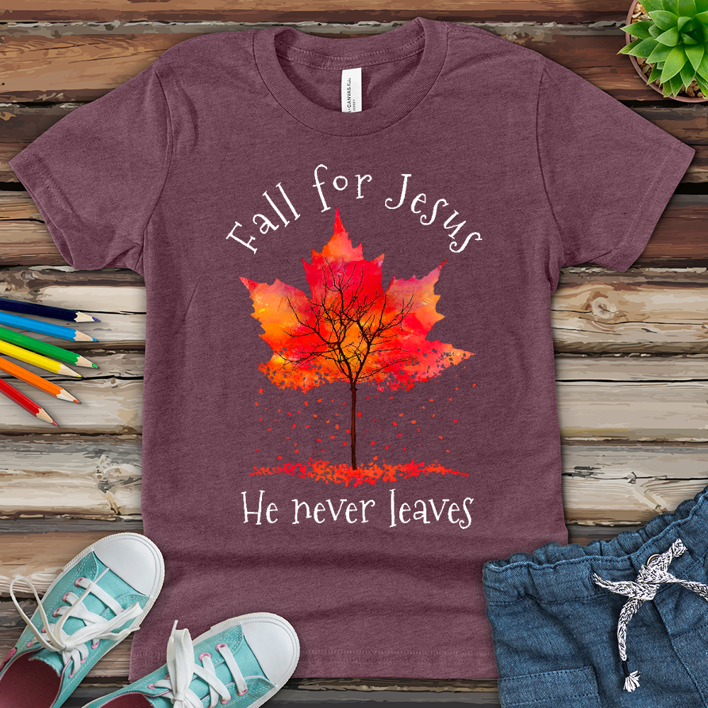 Fall For Jesus Falling Leaves Youth Heathered Tee