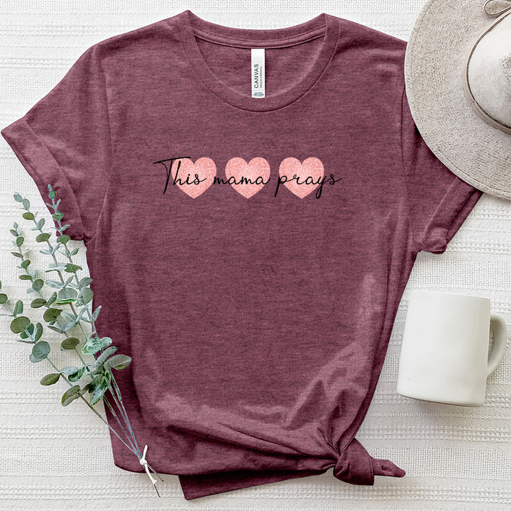 Tri-Heart This Mama Prays Heathered Tee