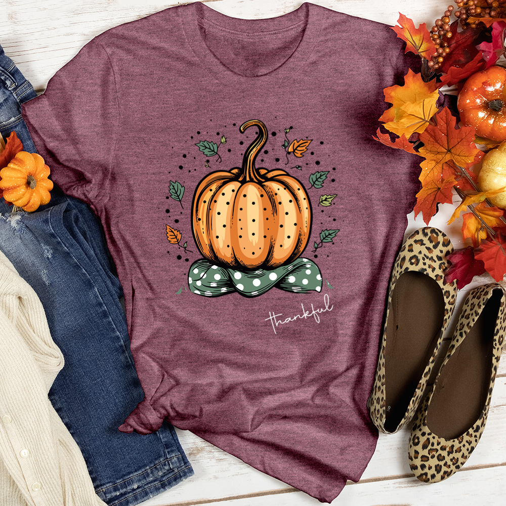 Cozy Dot Pumpkin Vibes Heathered Tee