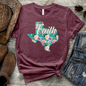 Texas Faith Flower Pattern Heathered Tee