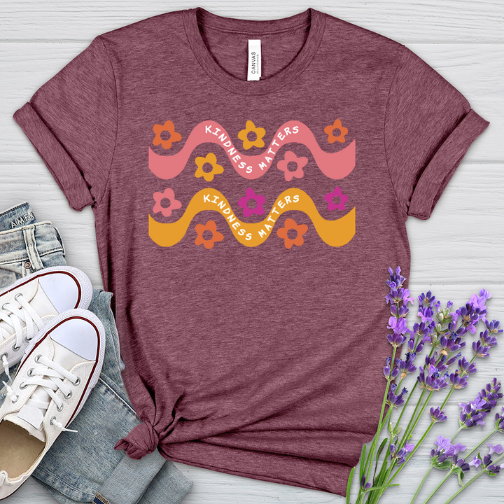 Kindness Matters Daisy Pattern Heathered Tee