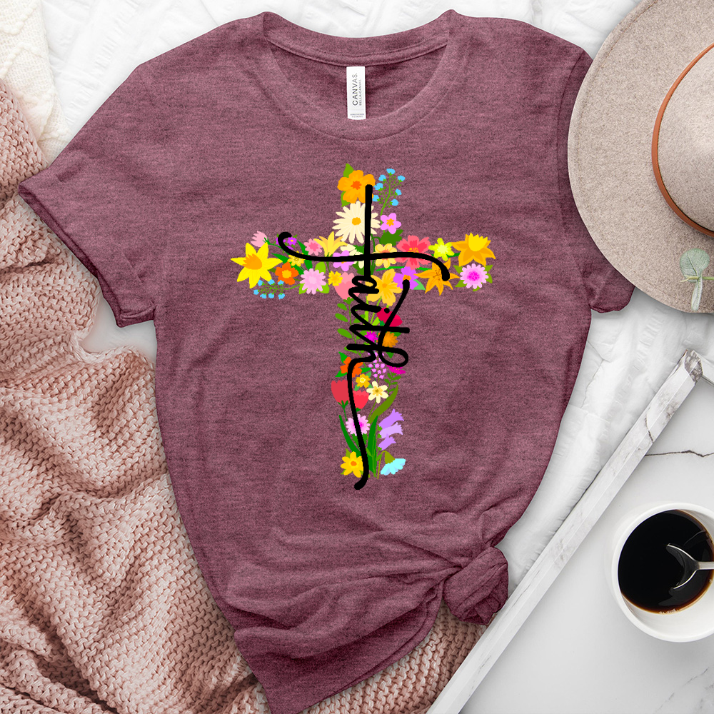 Floral Cross Faith Tee