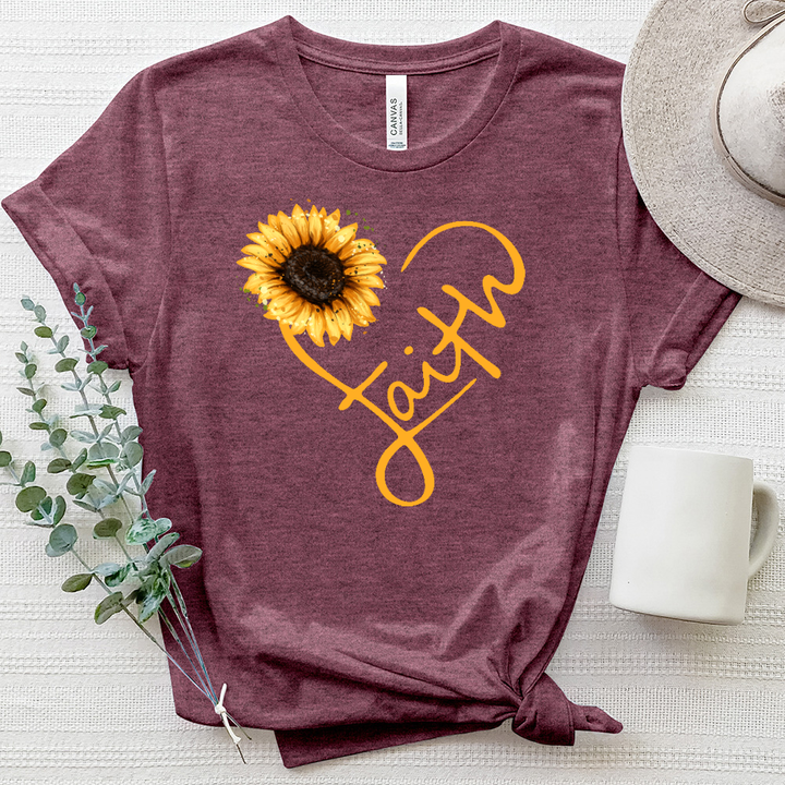 Faith Heart Sunflower Heathered Tee