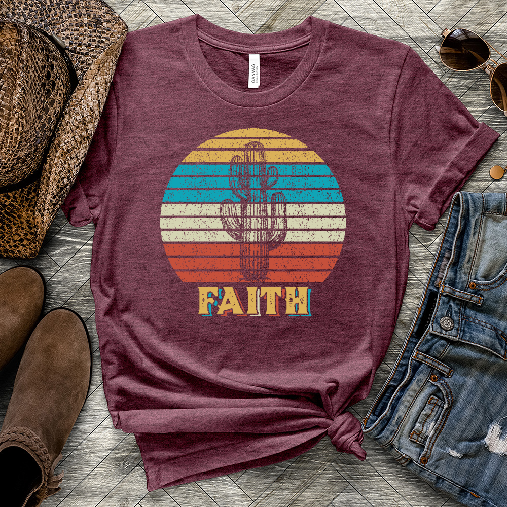 Retro Faith Cactus Heathered Tee