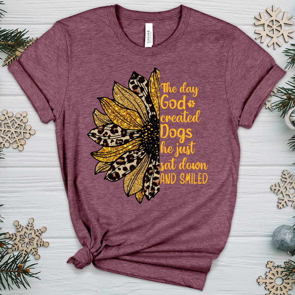 God Created Dogs Sunflower Heathered Tee