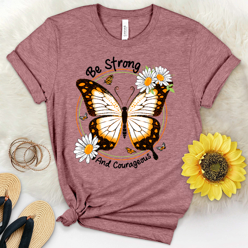 Be Strong Butterfly Heathered Tee