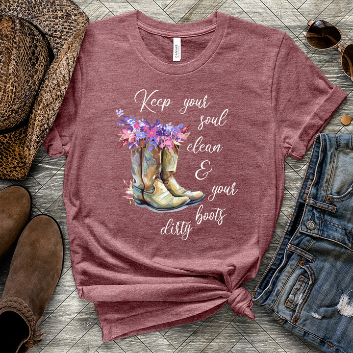 Clean Soul Dirty Boots Heathered Tee