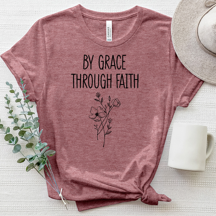 By Grace, Through Faith Flowers Heathered Tee