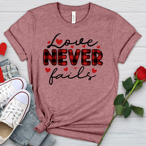 Love Never Fails Red Patterned Heathered Tee