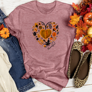 Contemporary Pumpkin Passion Heart & Pumpkin Icons Heathered Tee