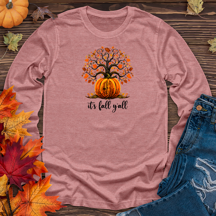 Boho Paisley Harvest Tree Pumpkin Long Sleeve Tee