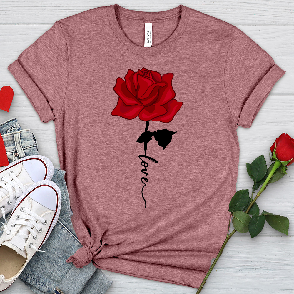 Red Love Rose Heathered Tee