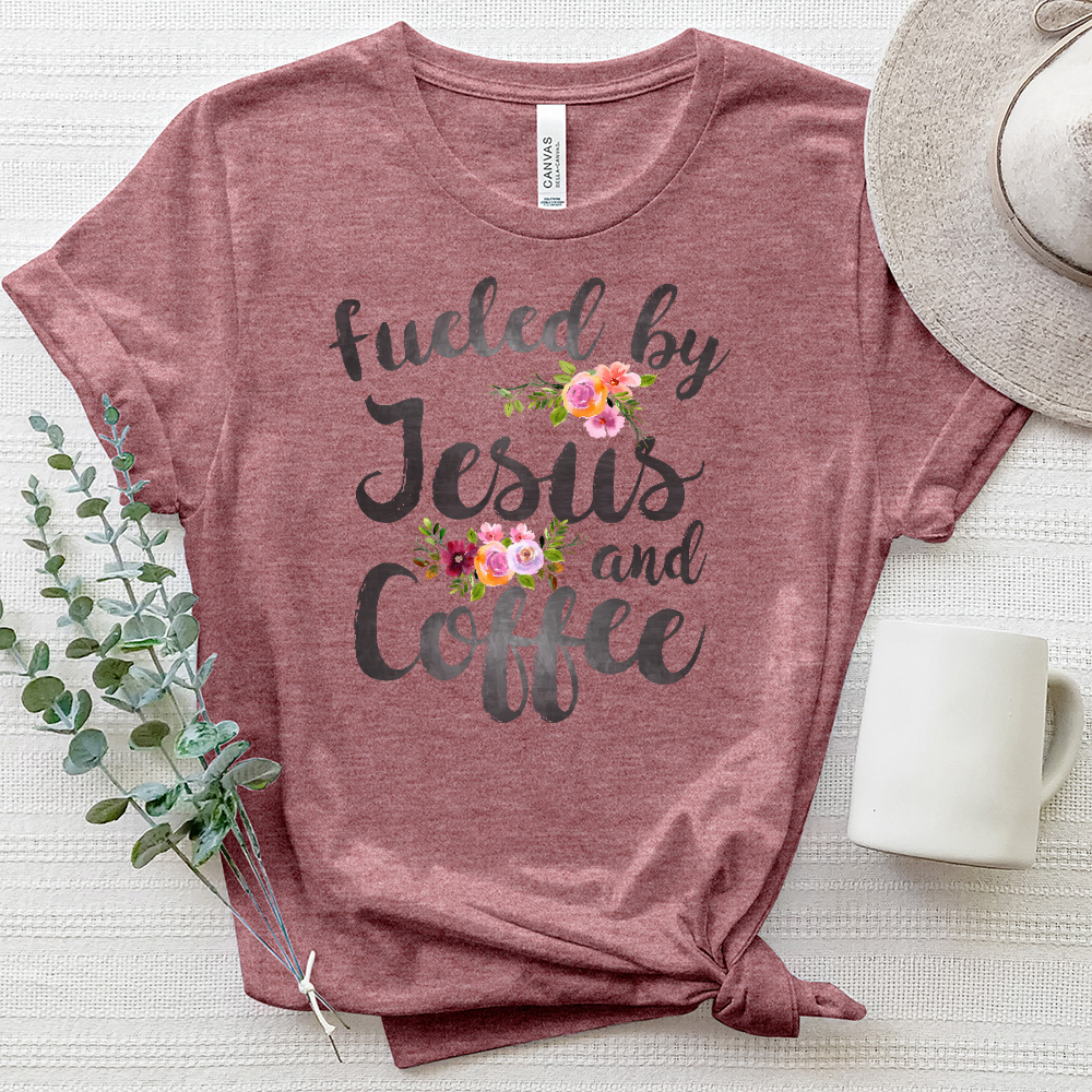 Fueled by Jesus and Coffee 2 Heathered Tee