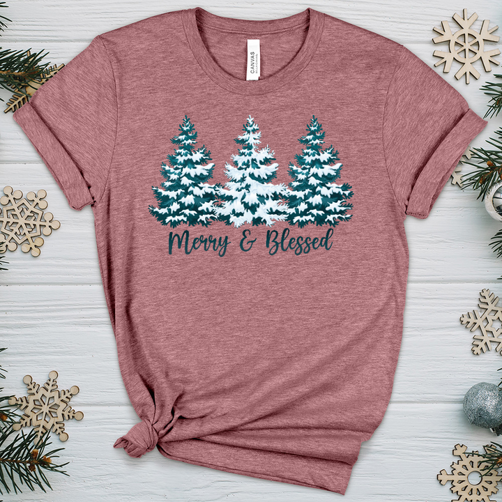 Snowy Blessed Trees Heathered Tee