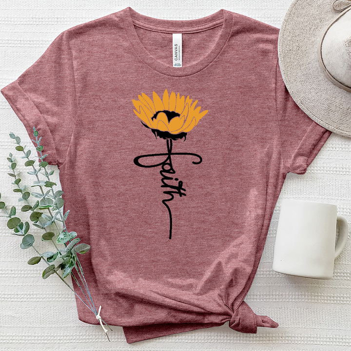 Faith Sunflower Stem Heathered Tee