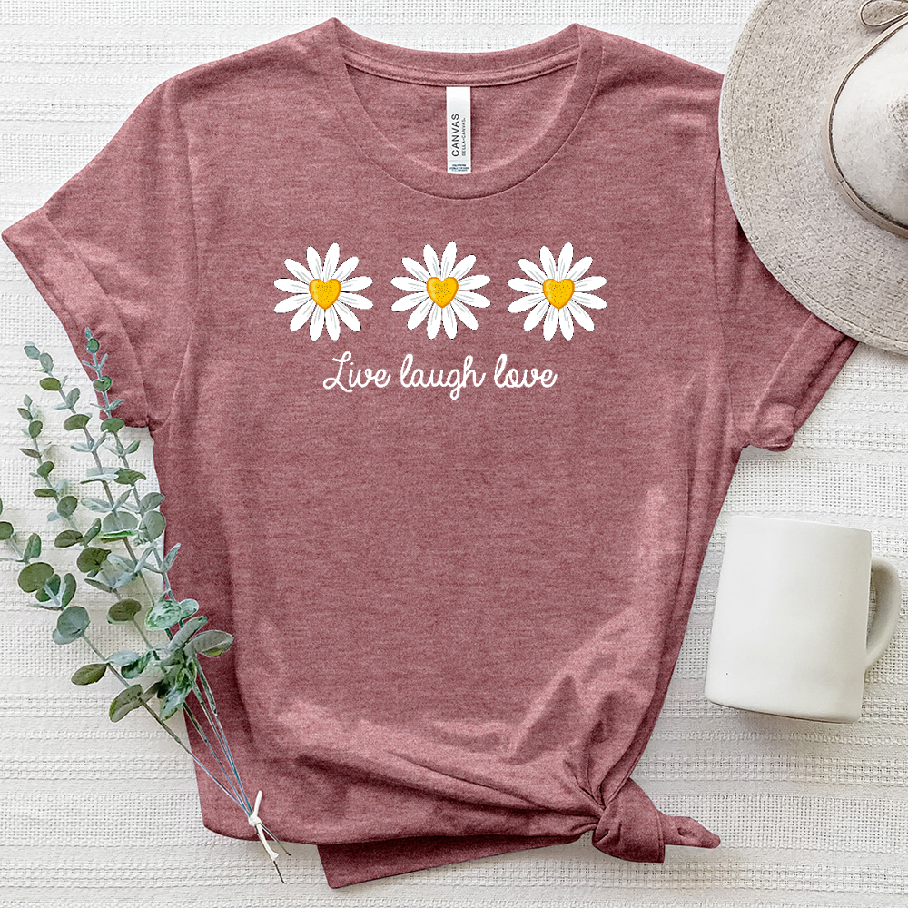 Live Laugh Love Daisy Heathered Tee