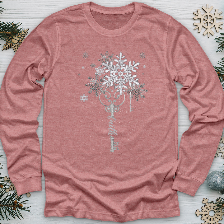 Faith Snowflake Key 2 Long Sleeve Tee