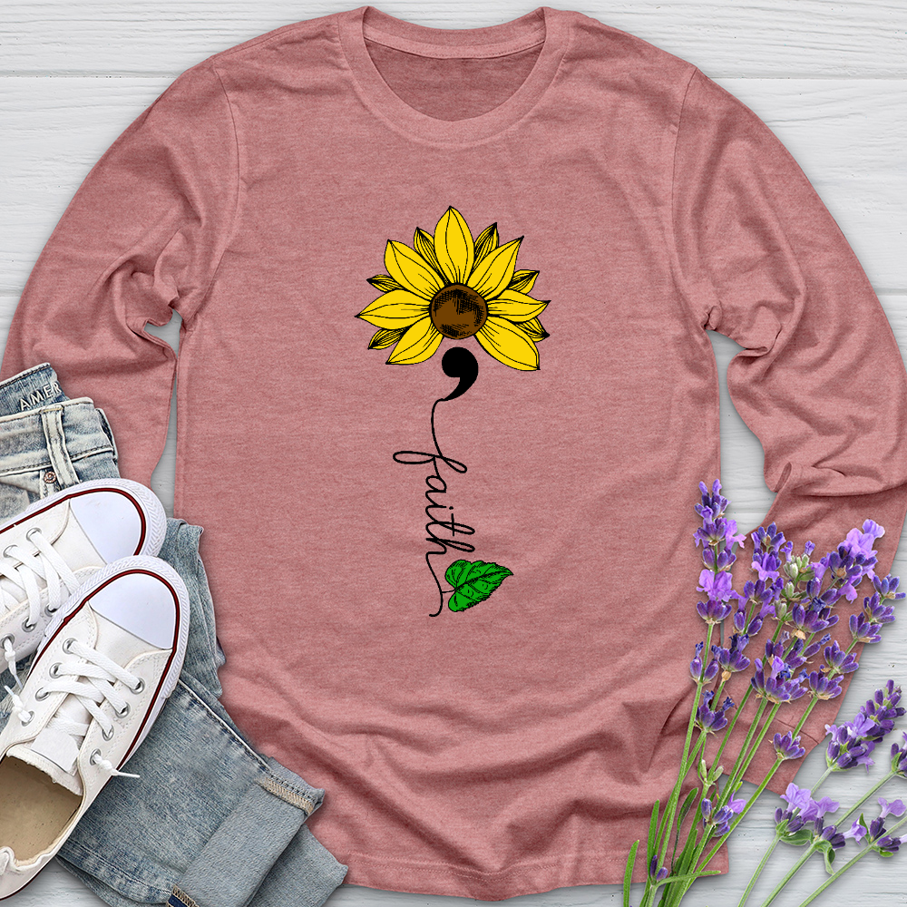 Faith Semicolon Sunflower Long Sleeve Tee