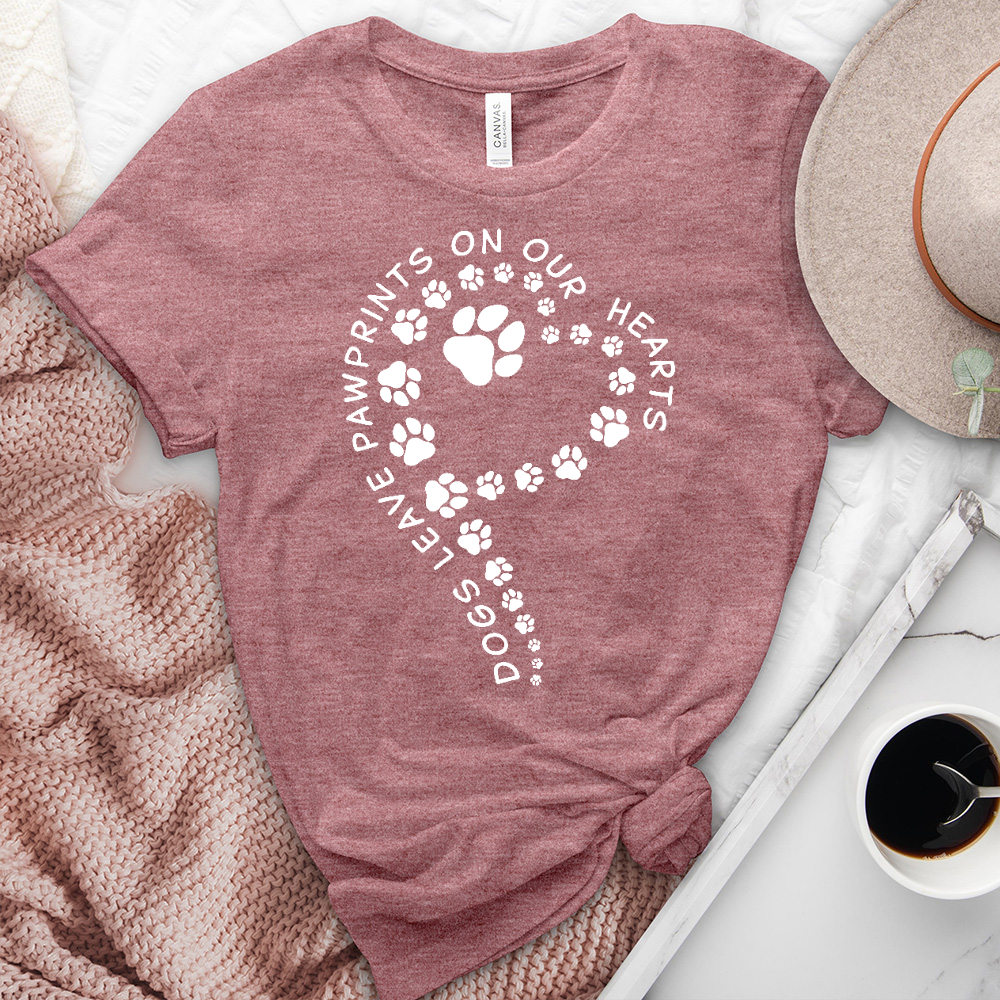 On our Hearts Paw Print Heathered Tee