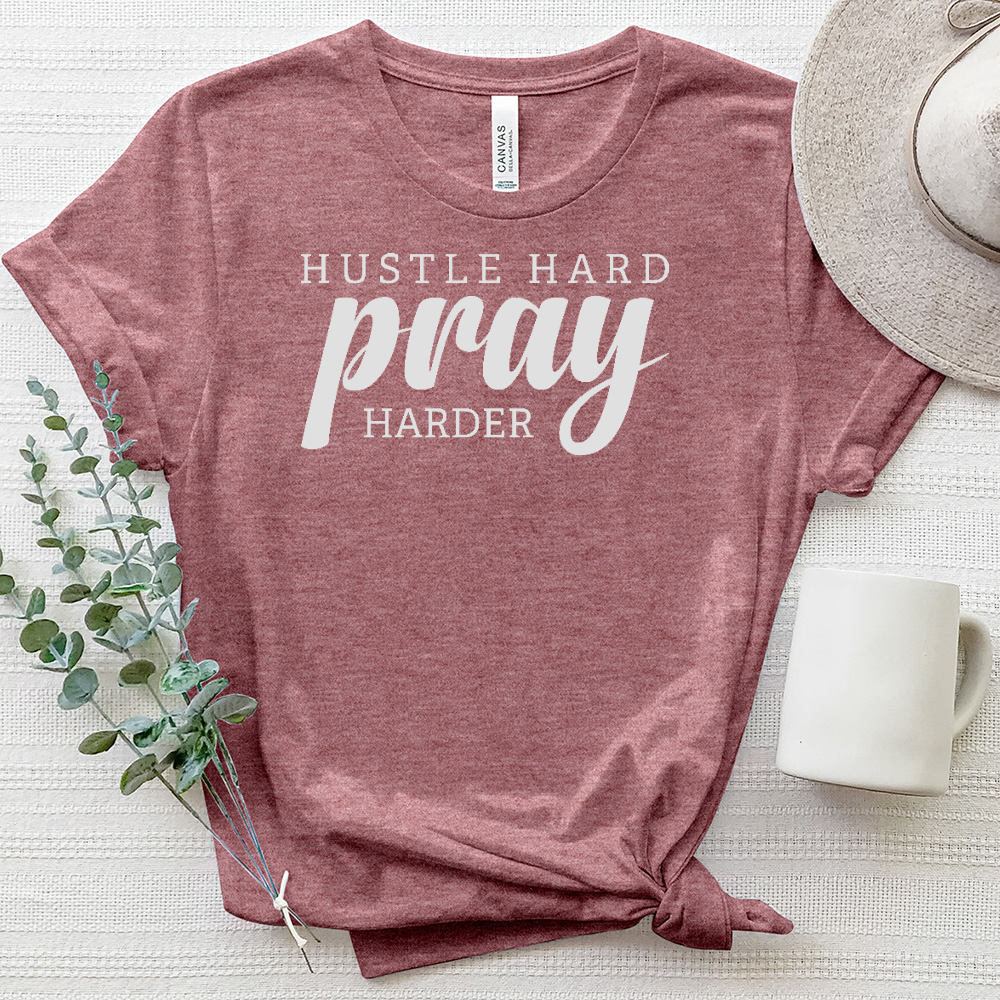 Hustle Hard Pray Harder Heathered Tee