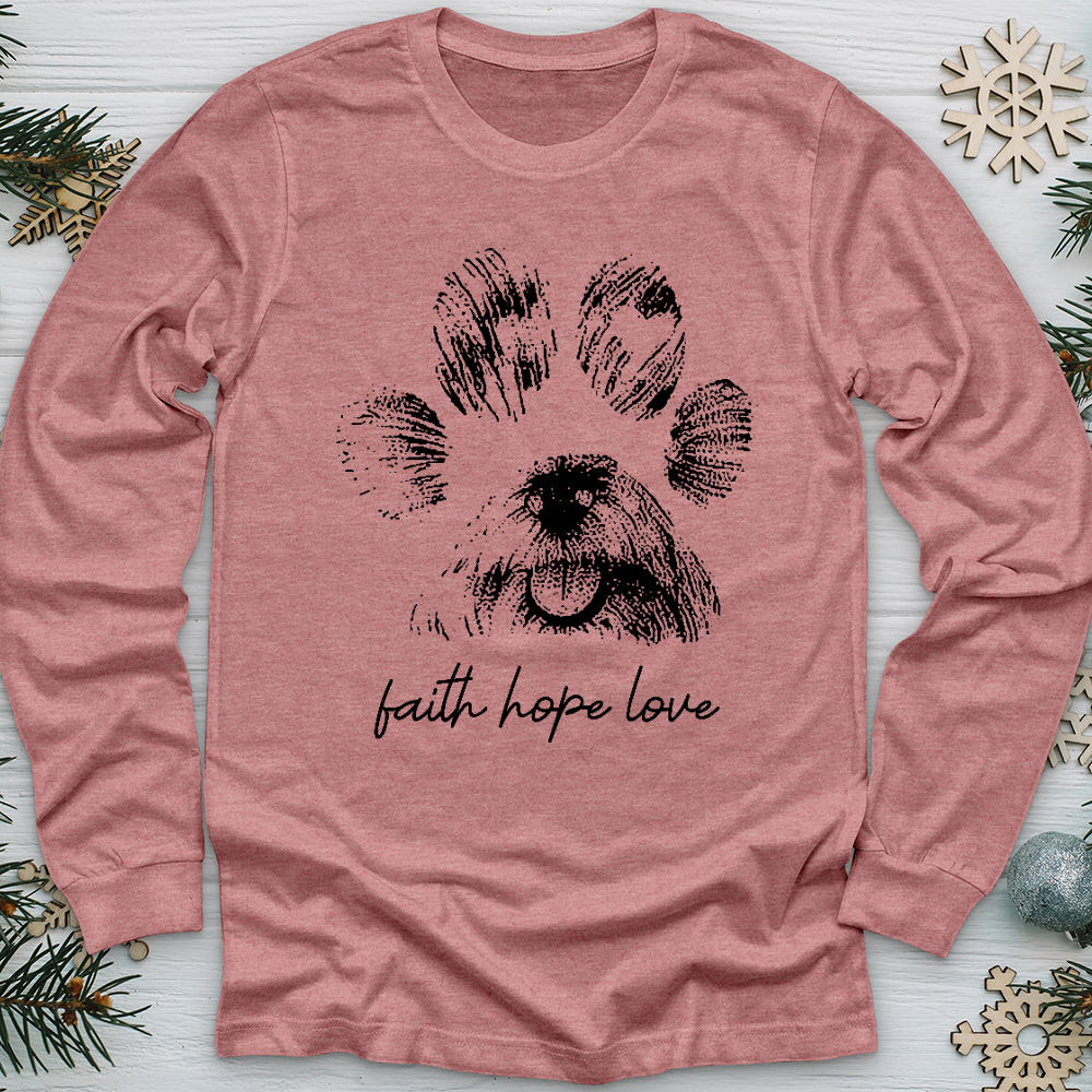 Faith Paw Print Face Long Sleeve Tee