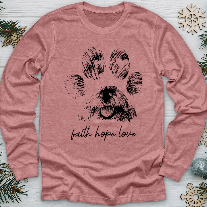 Faith Paw Print Face Long Sleeve Tee