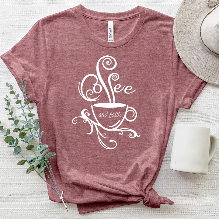 Coffee and Faith White Heathered Tee