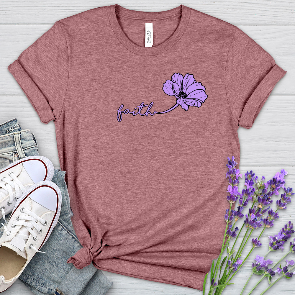 Faith Purple Flower Heathered Tee