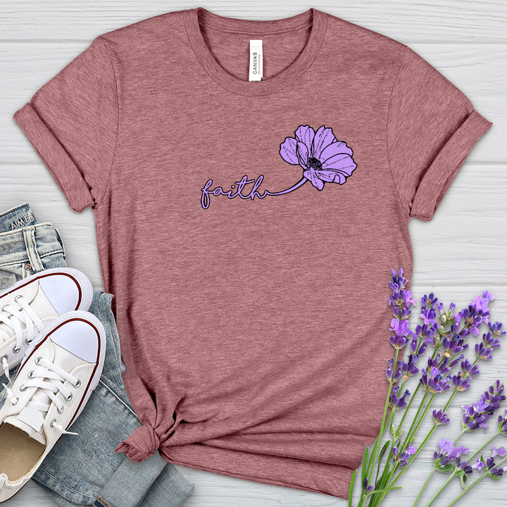 Faith Purple Flower Heathered Tee