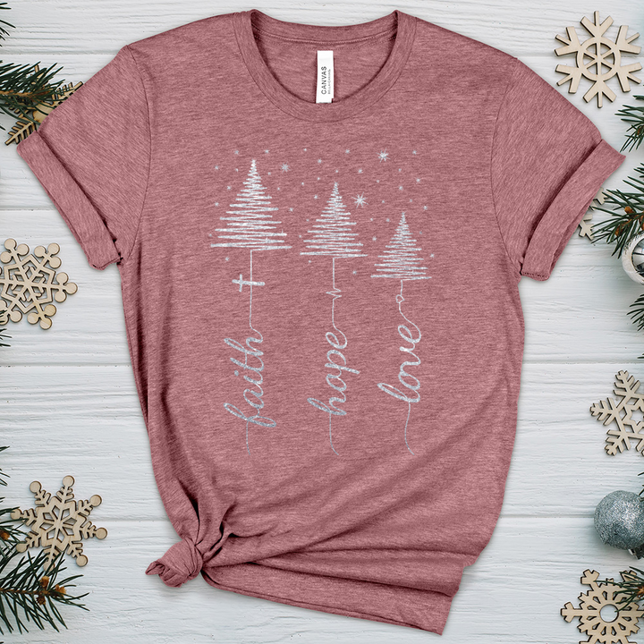 Faith Hope Love Floating Sparkles Heathered Tee