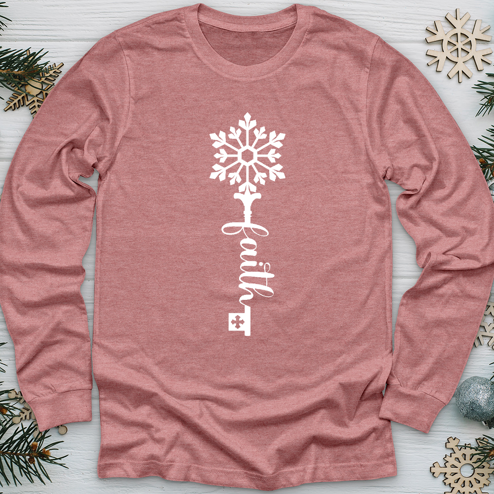 Faith Is The Key Snowflake Long Sleeve Tee