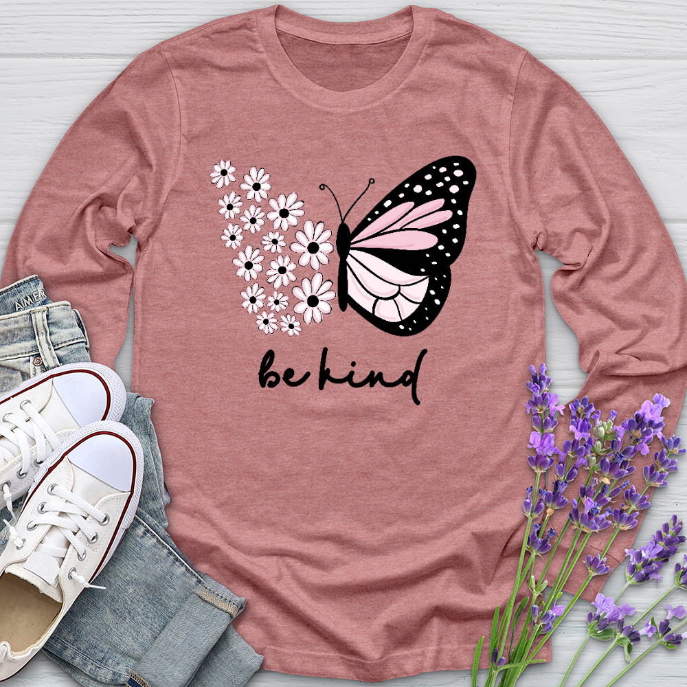 Be Kind Sunflower Butterfly Long Sleeve Tee